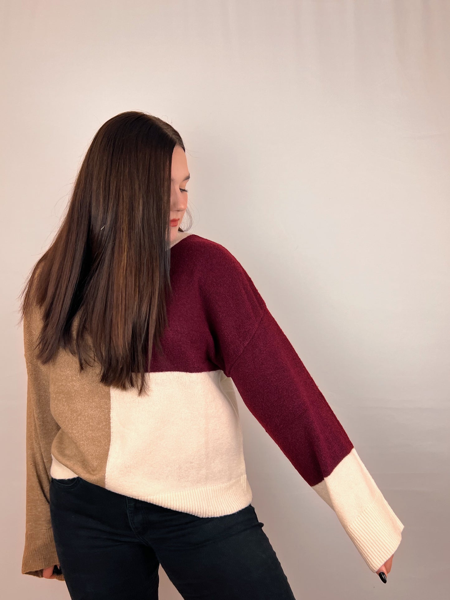 Colorblock Mauve Sweater