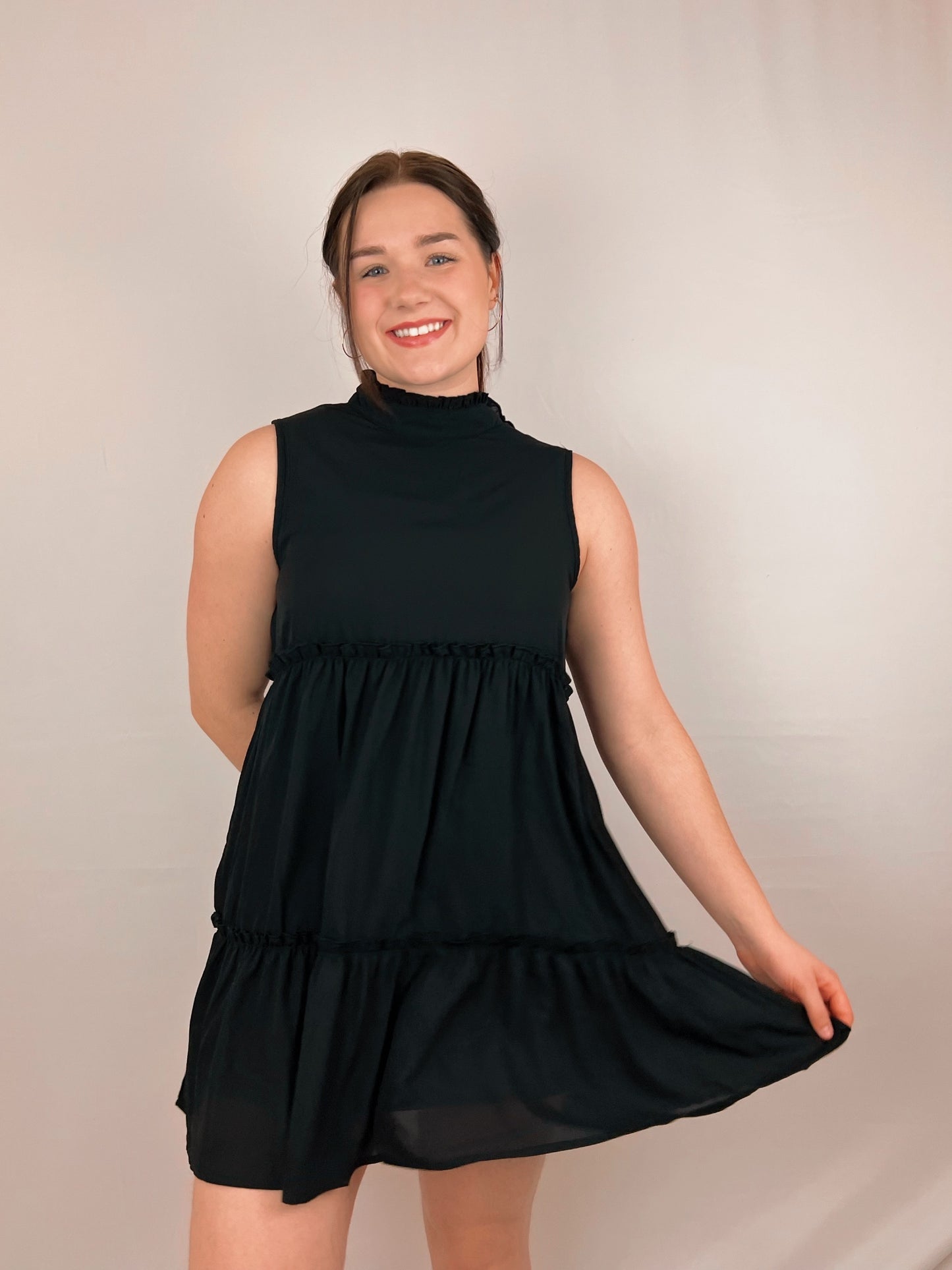 Black Ruffle Mini Dress