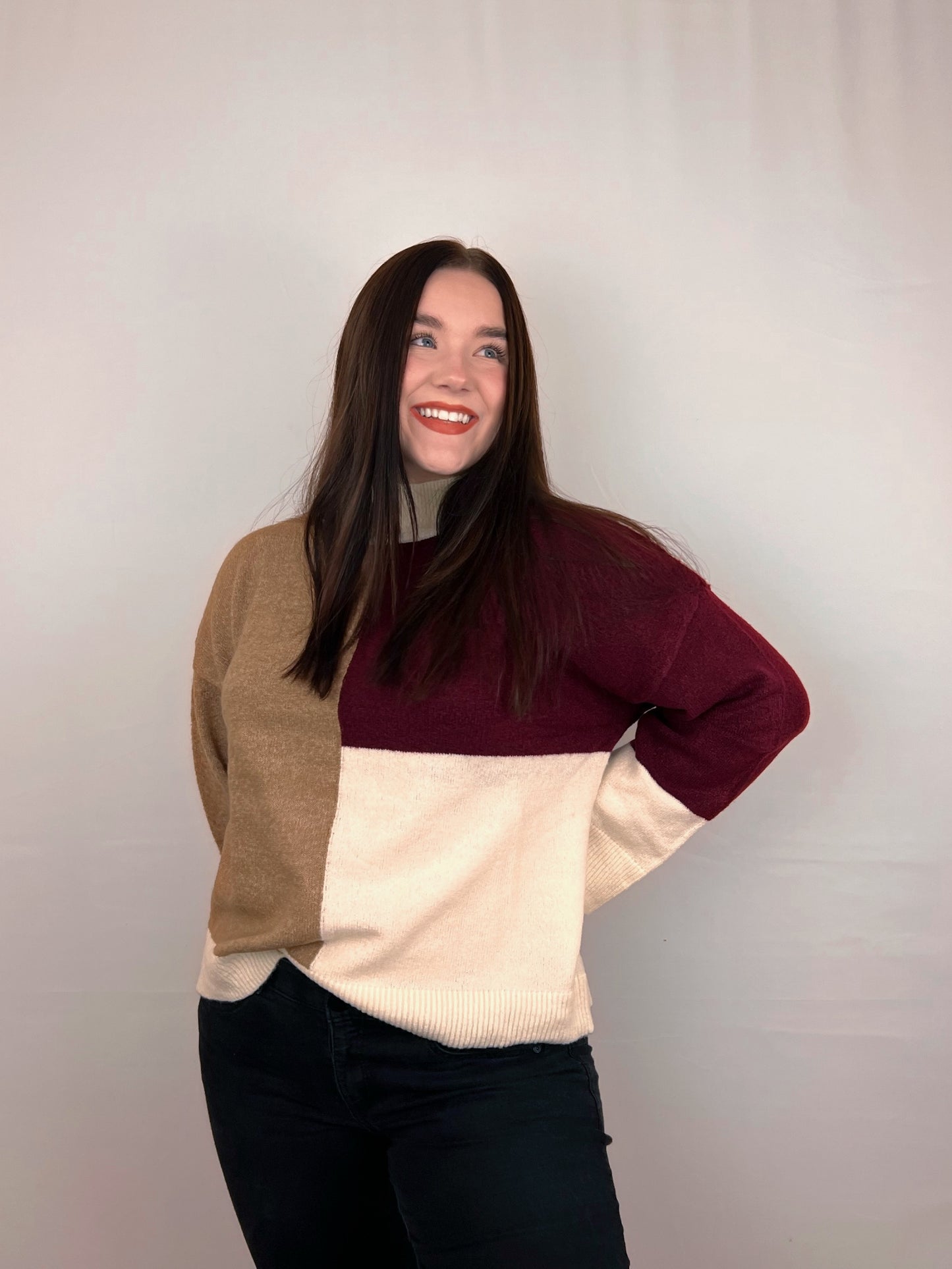 Colorblock Mauve Sweater