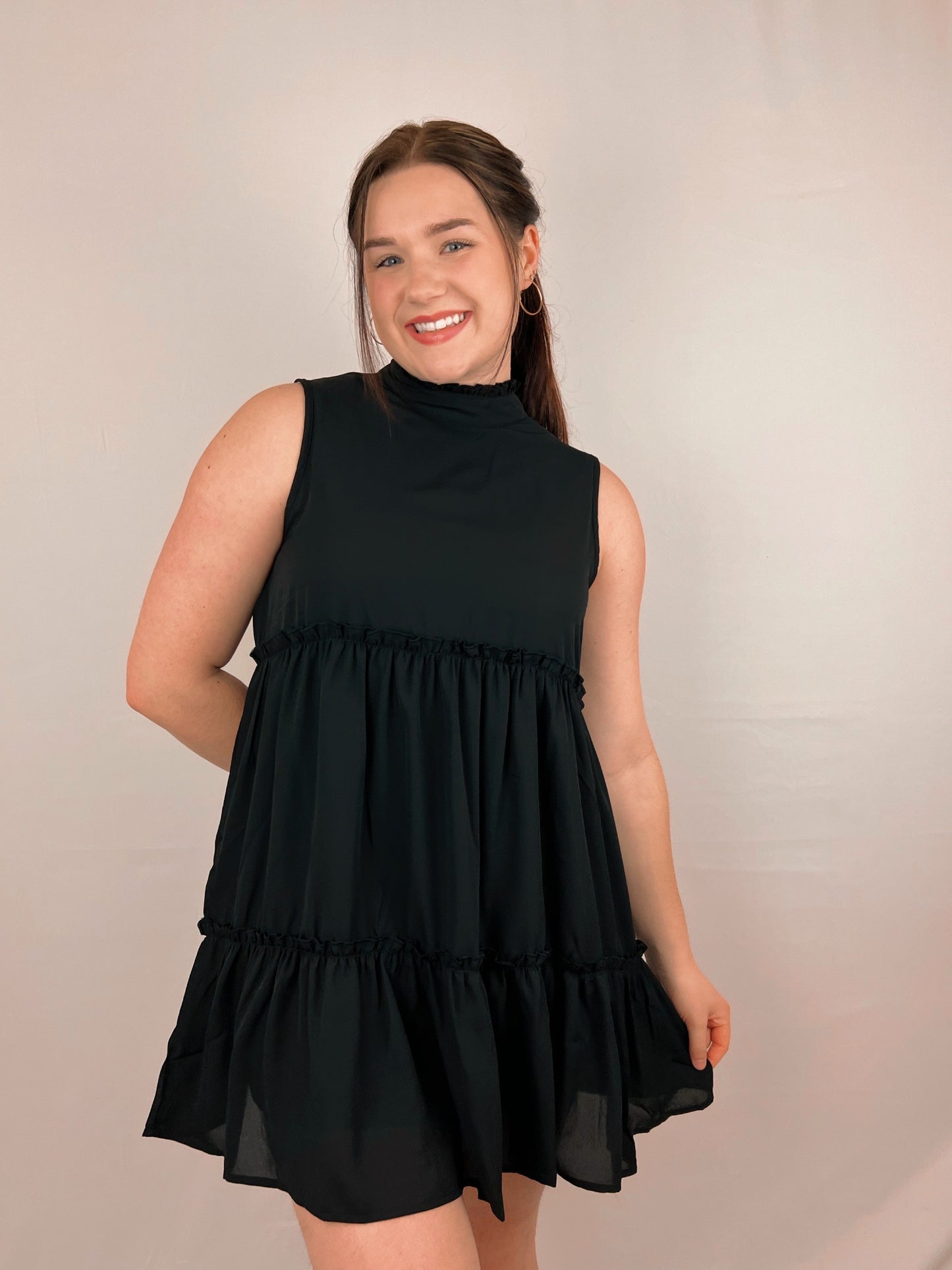 Black Ruffle Mini Dress