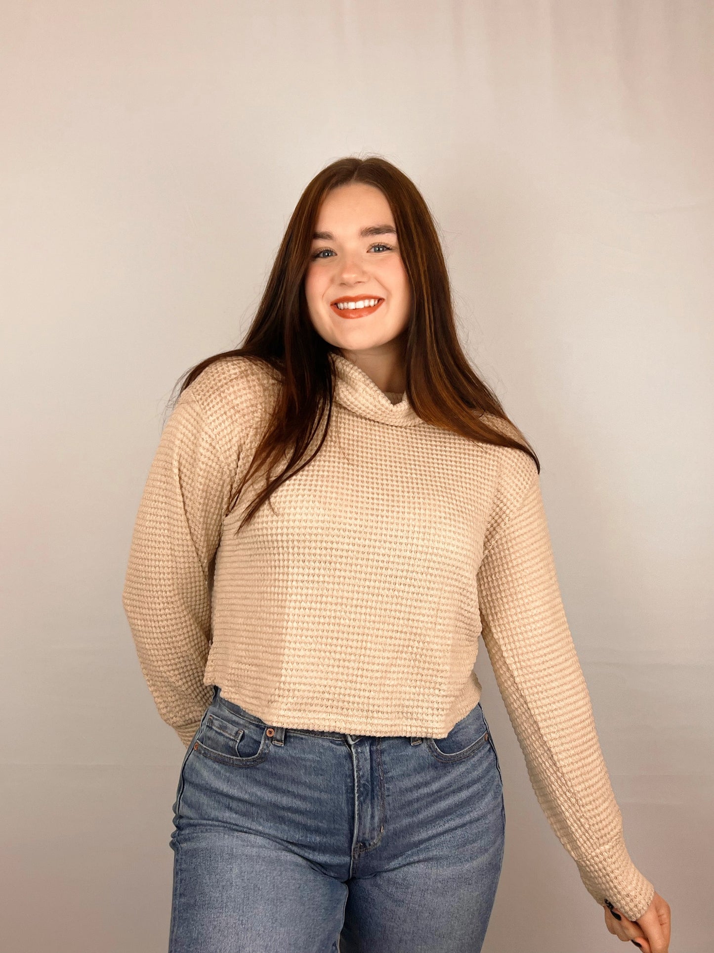 Oatmeal Waffle Knit Sweater