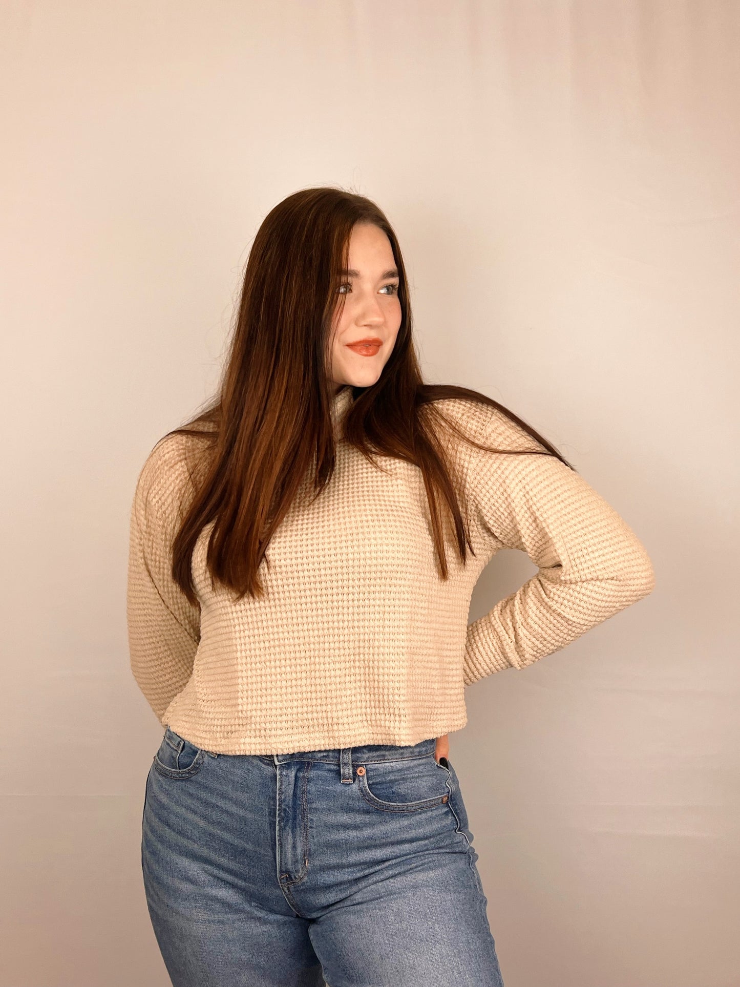 Oatmeal Waffle Knit Sweater