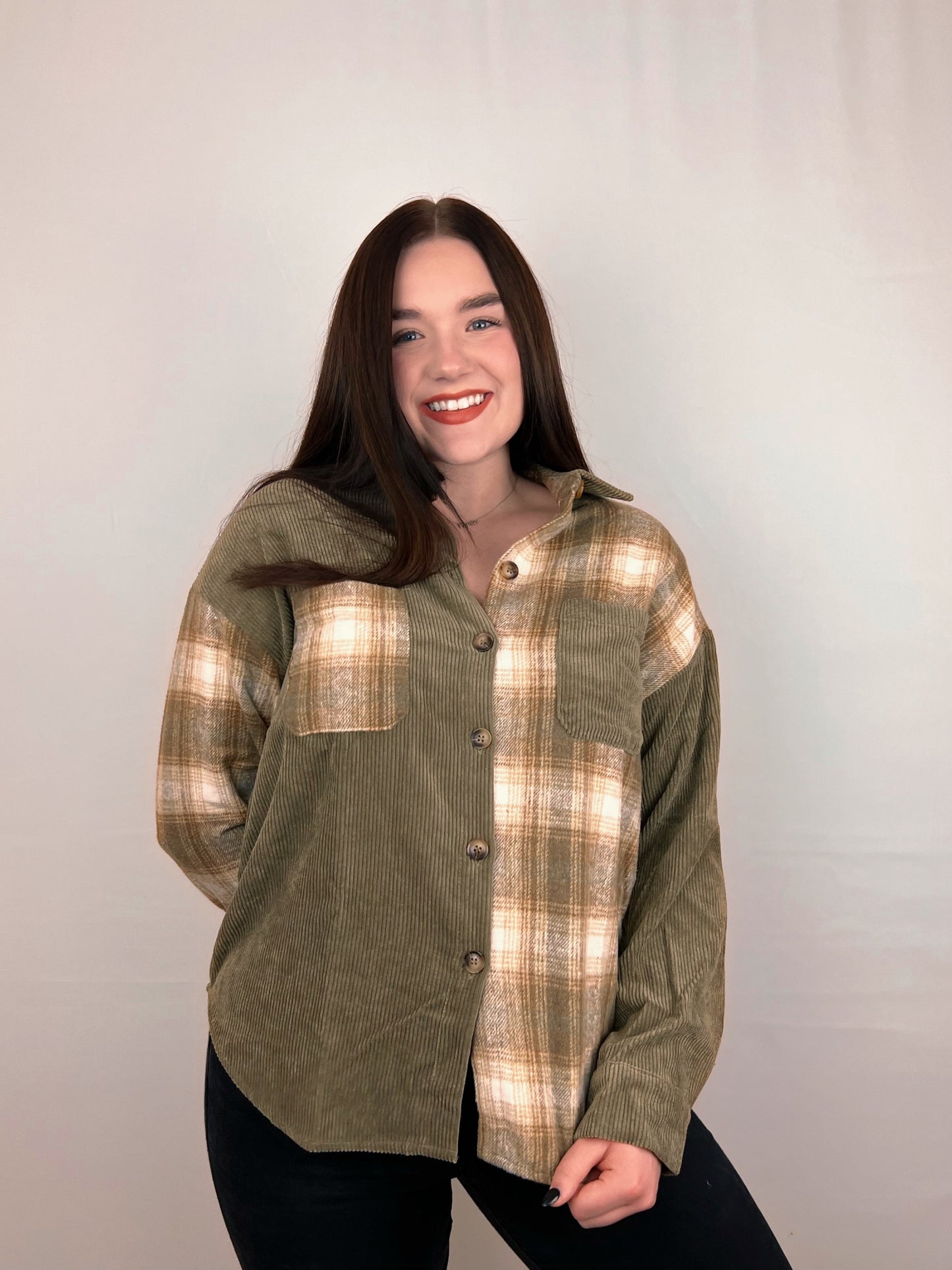 Plaid Olive Shacket