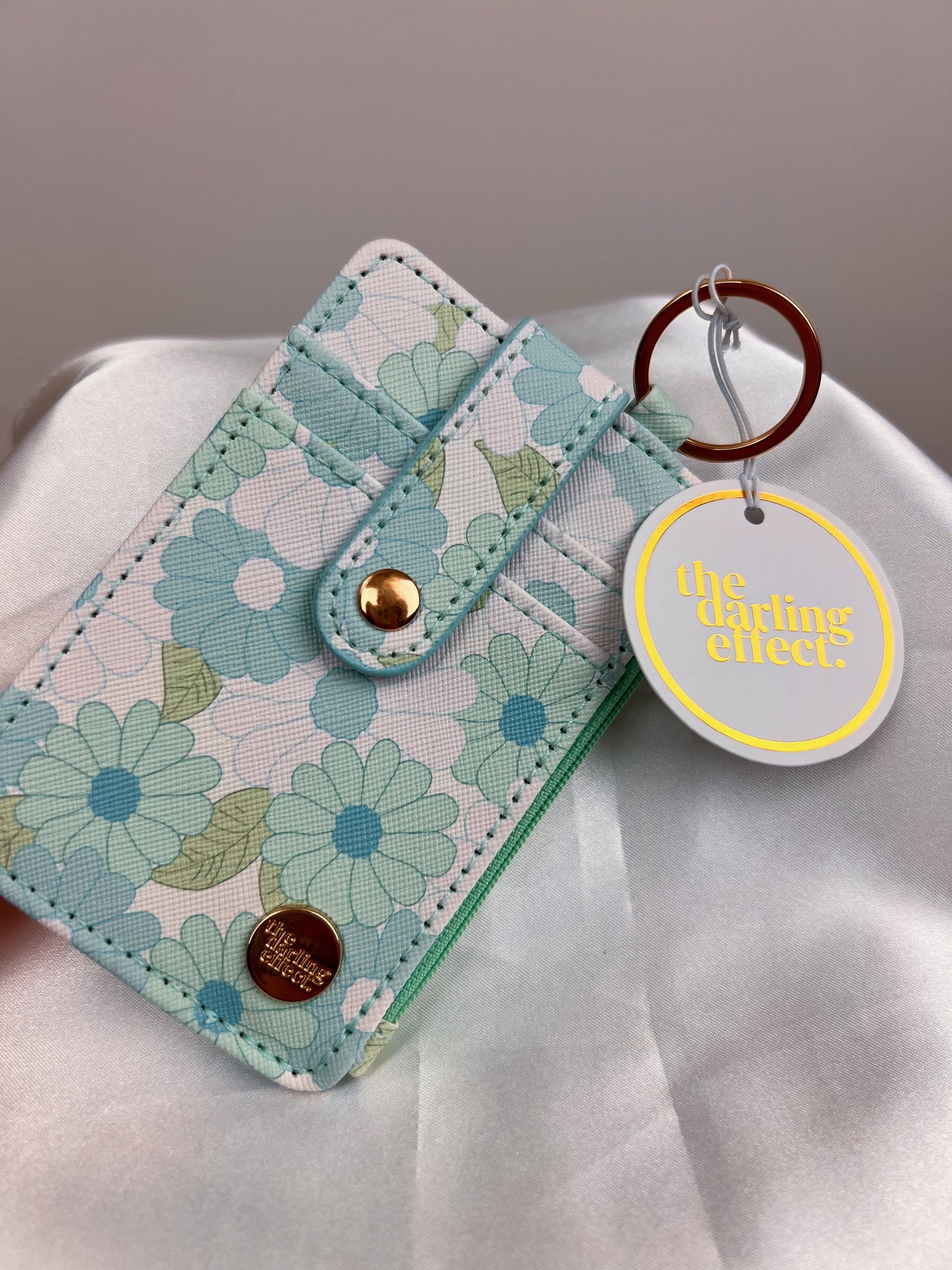 Aqua Floral Keychain Wallet