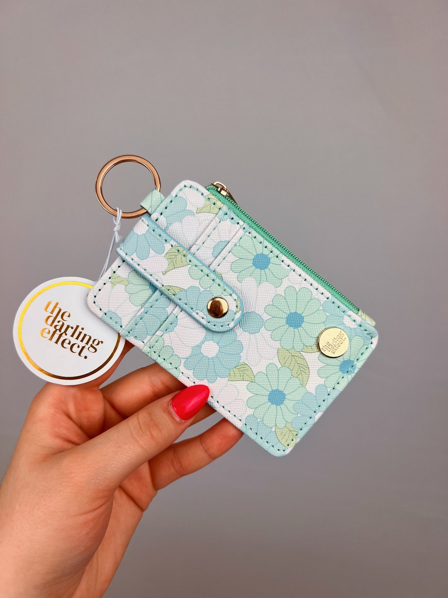 Aqua Floral Keychain Wallet