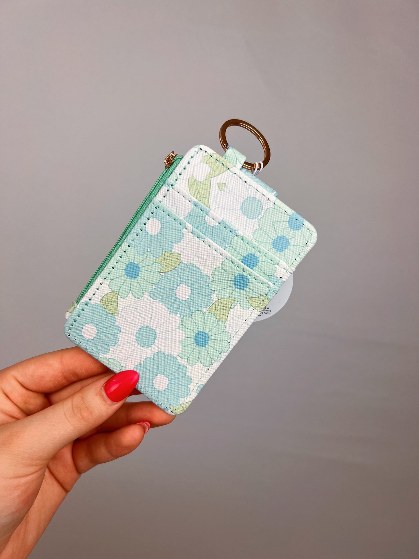 Aqua Floral Keychain Wallet