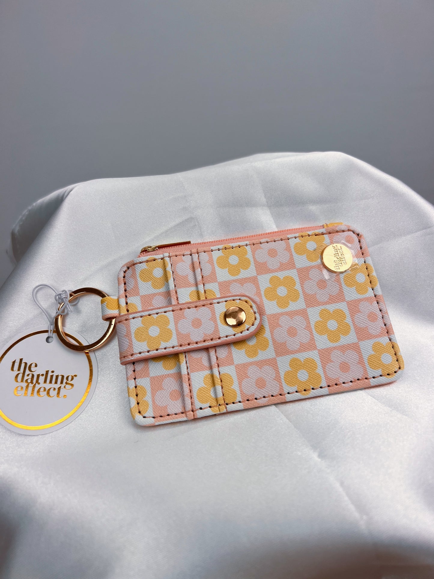 Checkered Pink & Orange Keychain Wallet