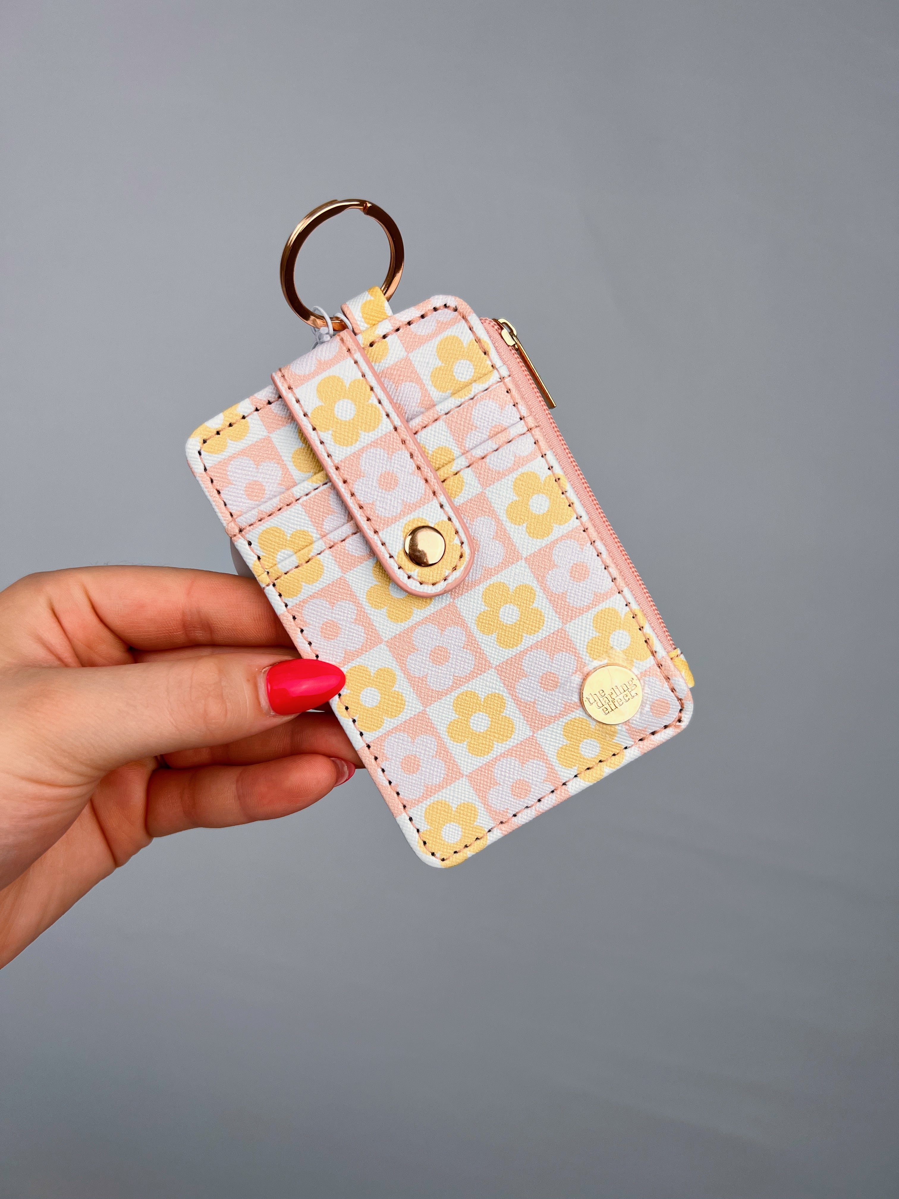 Checkered keychain wallet sale