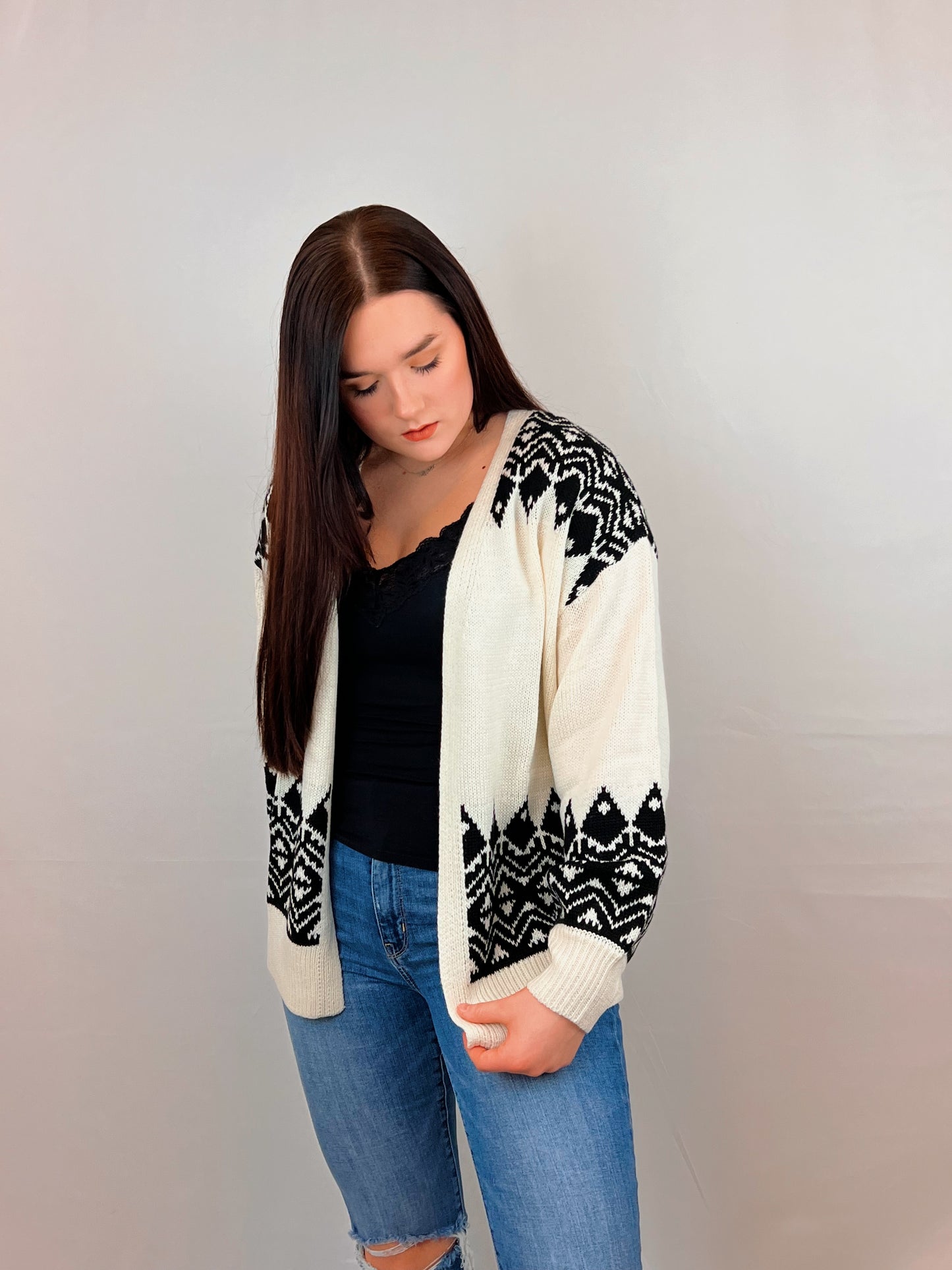 Geometric Open Cardigan