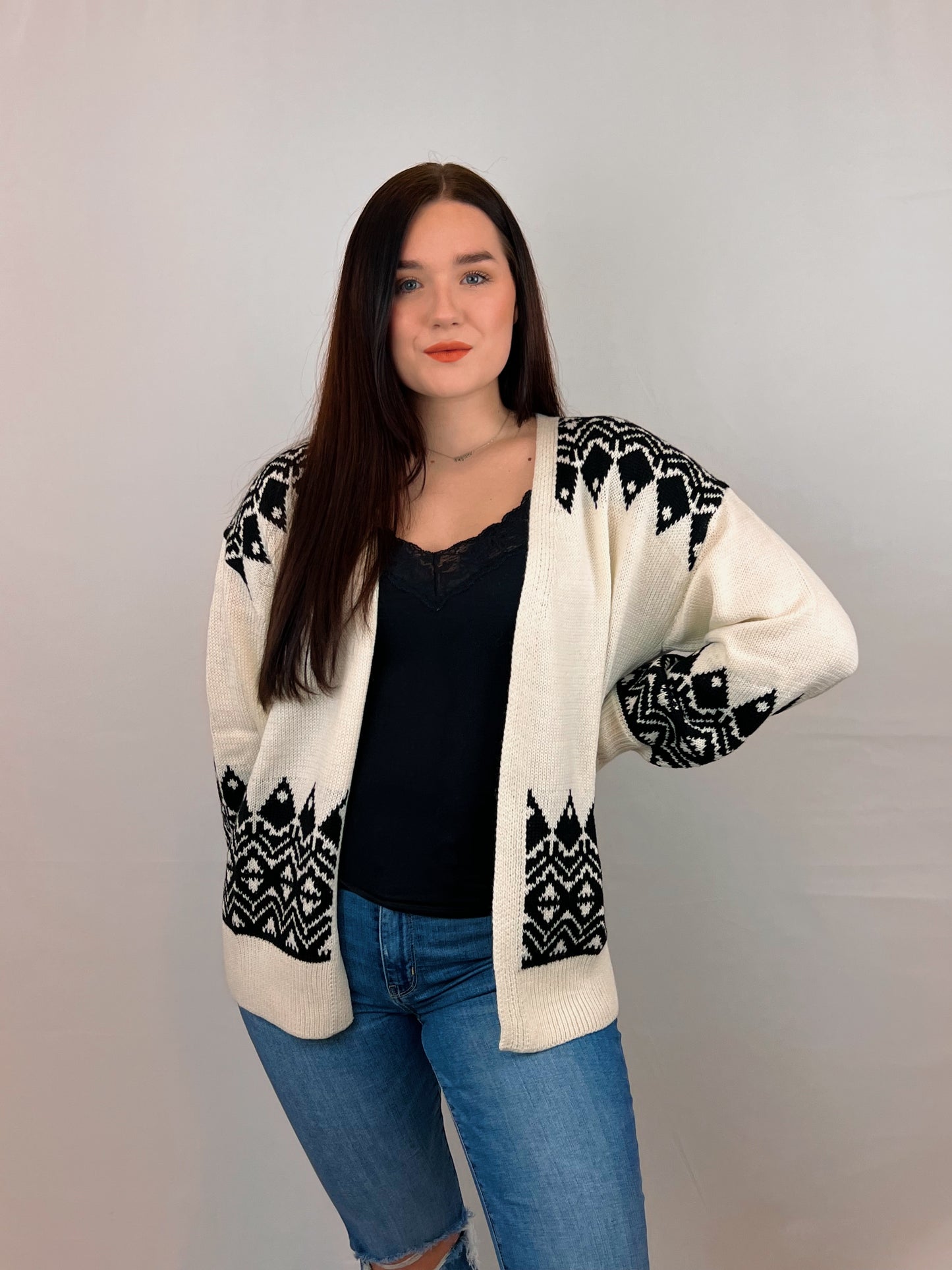 Geometric Open Cardigan