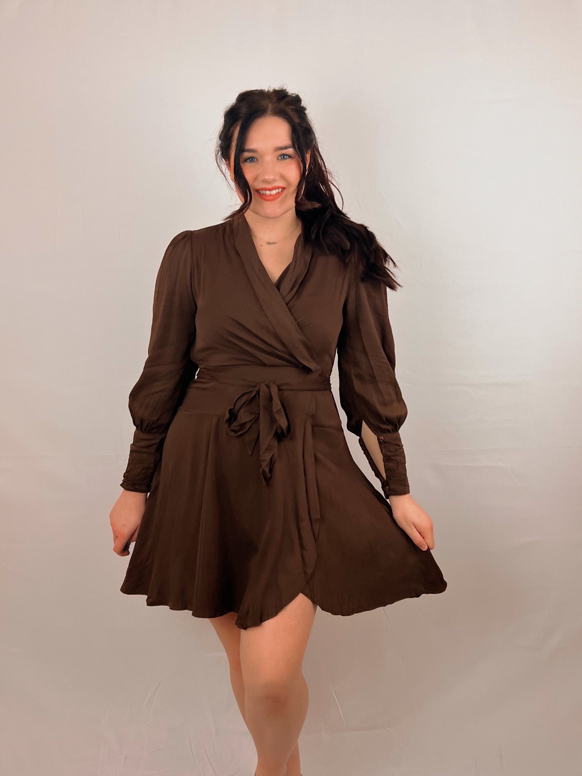 Hot Cocoa Wrap Flare Dress Hot Cocoa Wrap Flare Dress